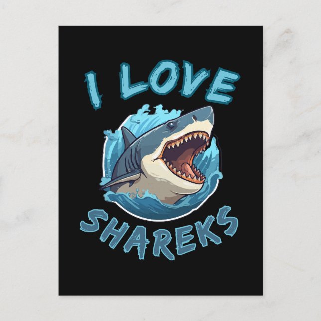 I Love Sharks Fisher Postcard (Front)