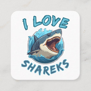 I Love Sharks Fisher Square Business Card