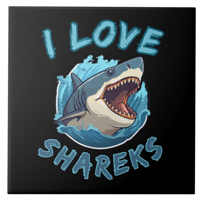 I Love Sharks Fisher Tile (Front)