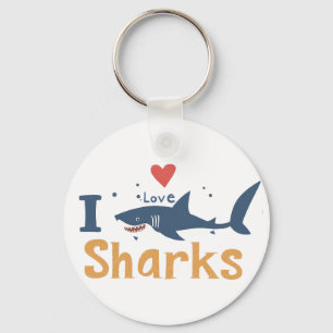 I Love Sharks  Key Ring