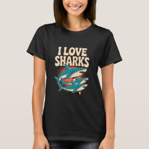 I Love Sharks Ocean Predator Fans T-Shirt