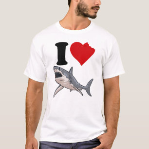 I Love Sharks Red Heart Funny Shark Lover Sharks T-Shirt