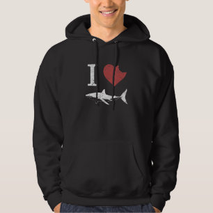 I Love Sharks - Vintage Grunge Shark Hoodie