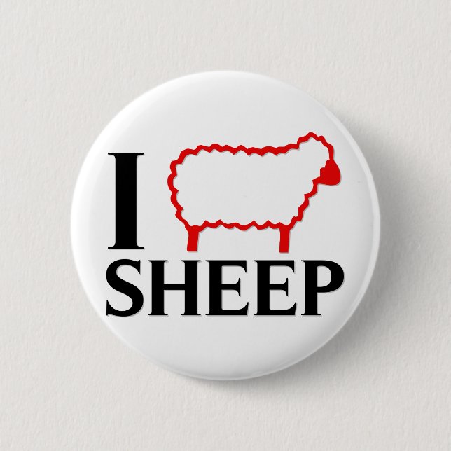 I Love Sheep 6 Cm Round Badge (Front)