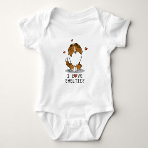 I Love Shelties (sable 2) Shetland Sheepdogs Cute Baby Bodysuit