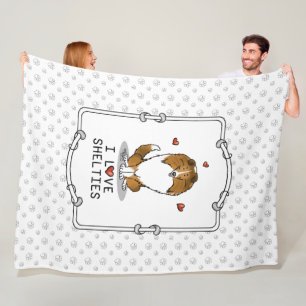 I Love Shelties (sable 2) Shetland Sheepdogs Cute Fleece Blanket