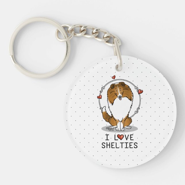 I Love Shelties (sable 2) Shetland Sheepdogs Cute Key Ring (Front)