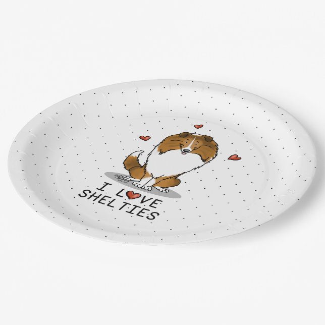 I Love Shelties (sable 2) Shetland Sheepdogs Cute Paper Plate (Angled)