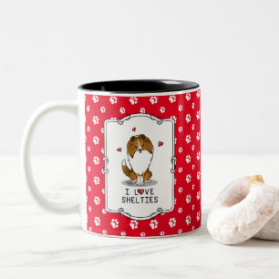 I Love Shelties (sable 2) Shetland Sheepdogs Cute Two-Tone Coffee Mug