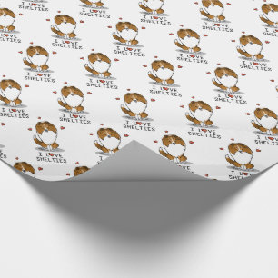 I Love Shelties (sable 2) Shetland Sheepdogs Cute Wrapping Paper