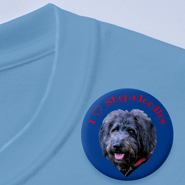 I Love Shepadoodles Dog Breed Blue Button (Creator Uploaded)