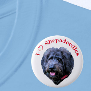 I Love Shepadoodles Dog White Button
