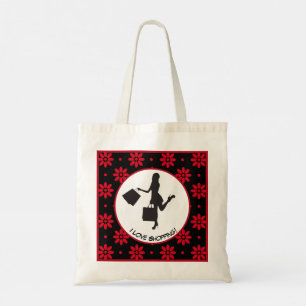 I Love Shopping Colourful Floral Pattern Tote Bag