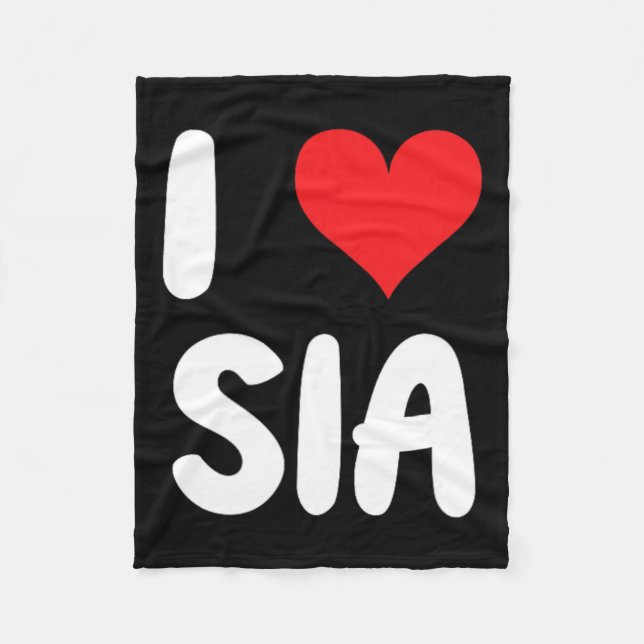I Love Sia - Heart  Fleece Blanket (Front)