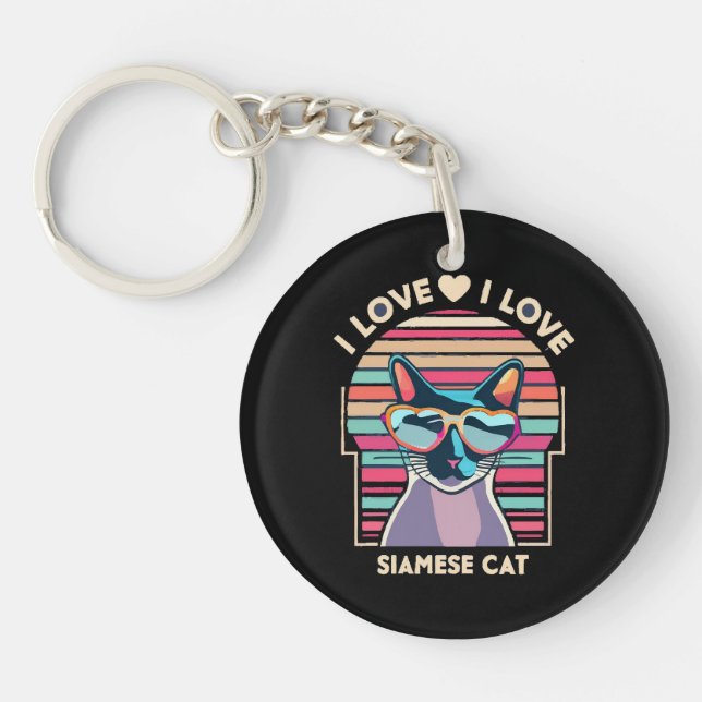 I love Siamese cat Key Ring (Front)