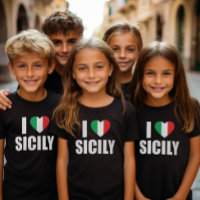 I Love Sicily Italian Flag Heart Kids
