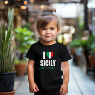I Love Sicily Italian Flag Heart Toddler Tee Shirt