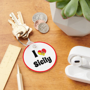 I love Sicily & Sicilian Heart - travel / sports Key Ring