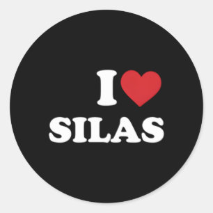 I Love Silas Name Personalised Red He Love Classic Round Sticker