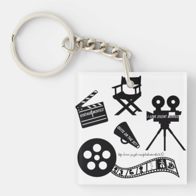"I love silent movies!" Key Ring (Front)