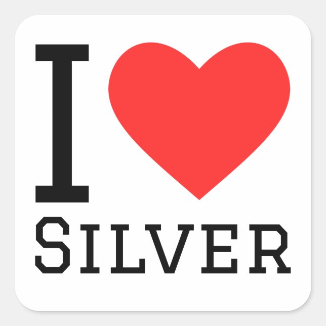 I love silver square sticker (Front)