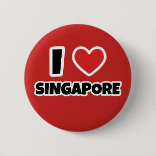 I love Singapore 6 Cm Round Badge
