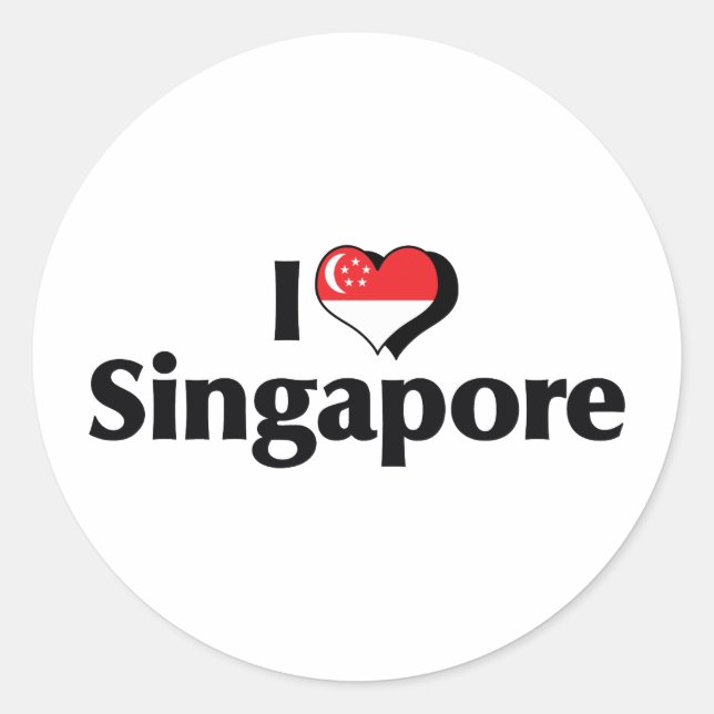 I Love Singapore Flag Classic Round Sticker (Front)