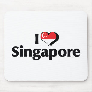 I Love Singapore Flag Mouse Pad
