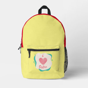 i love sister printed backpack
