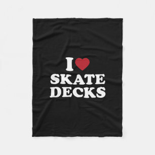 I Love Skate Decks Skateboarding Skater Fleece Blanket