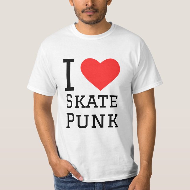 I love skate punk square sticker T-Shirt (Front)
