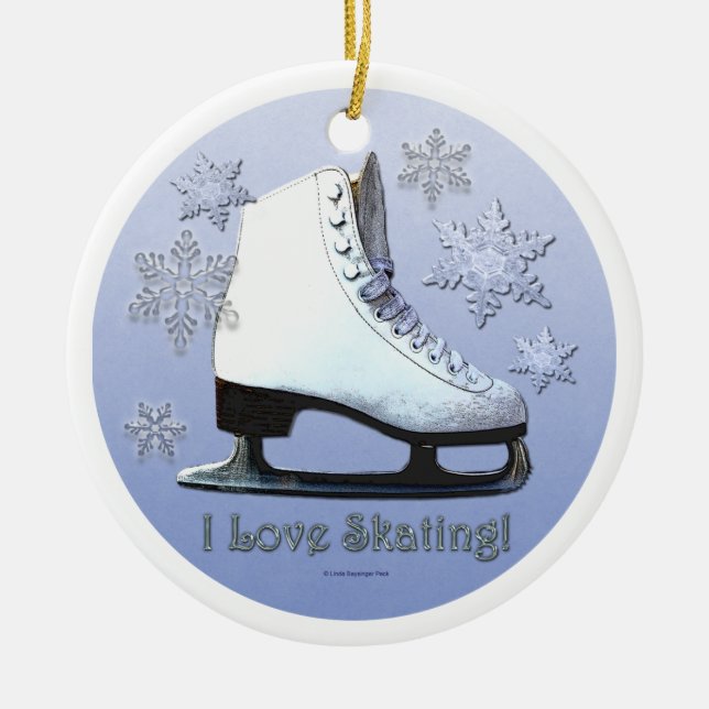 I Love Skating Ceramic Tree Decoration (Front)