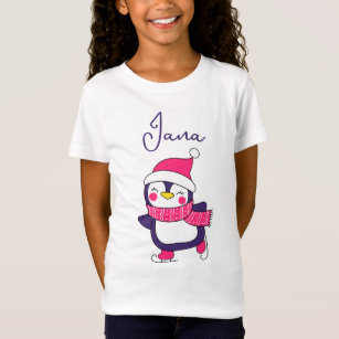 I Love Skating Penguin Cute Girl's T-Shirt