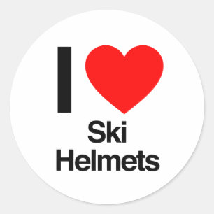i love ski helmets classic round sticker