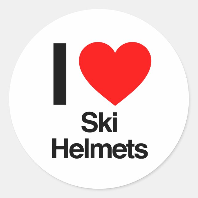 i love ski helmets classic round sticker (Front)