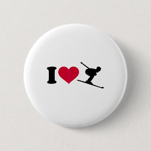 I Love Skiing _2 6 Cm Round Badge