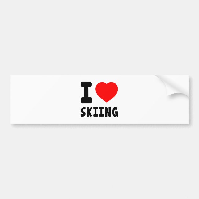 I Love Skiing Bumper Sticker (Front)