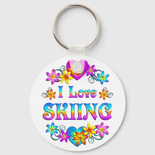 I Love Skiing Key Ring (Front)