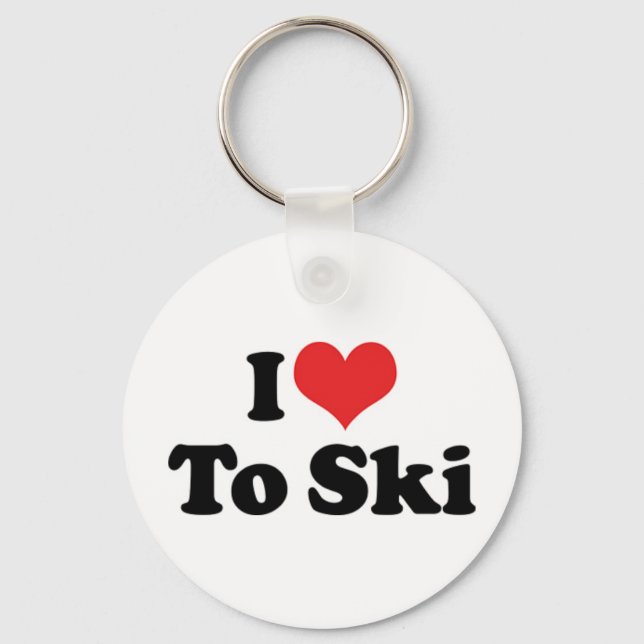 I Love Skiing Keychain (Front)