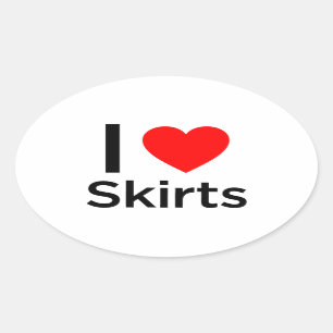 I Love Skirts Oval Sticker