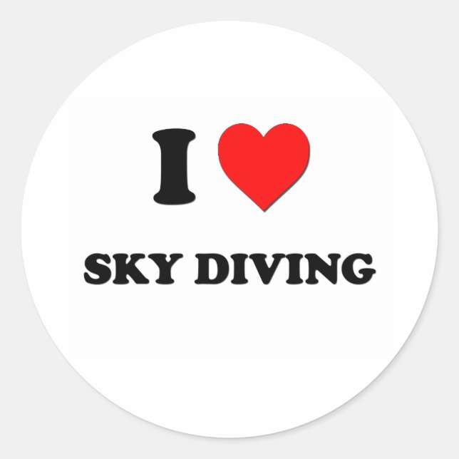 I love Sky Diving Classic Round Sticker (Front)