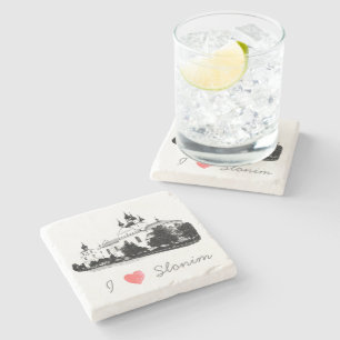 I Love Slonim Belarus Architecture Church  Stone Coaster
