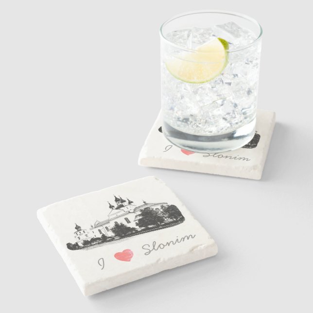 I Love Slonim Belarus Architecture Church  Stone Coaster (Side)