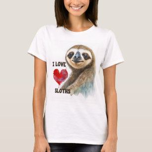 I love sloths, sloth greeting card, sloth art T-Shirt