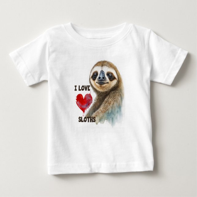 I love sloths, sloth greeting card, sloth kids baby T-Shirt (Front)