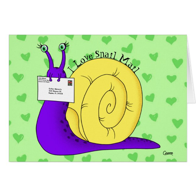 I Love Snail Mail (Green) - 5" x 7" Art Card (Front Horizontal)