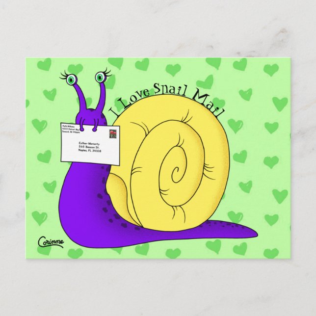 I Love Snail Mail (Green) - Postcard (Front)