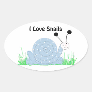 I Love Snails Oval Sticker