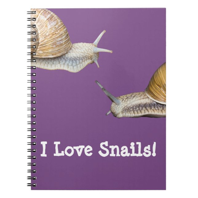 I Love Snails Snail Design Spiral Notebook (Front)