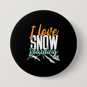 I Love Snow Boarding 7.5 Cm Round Badge